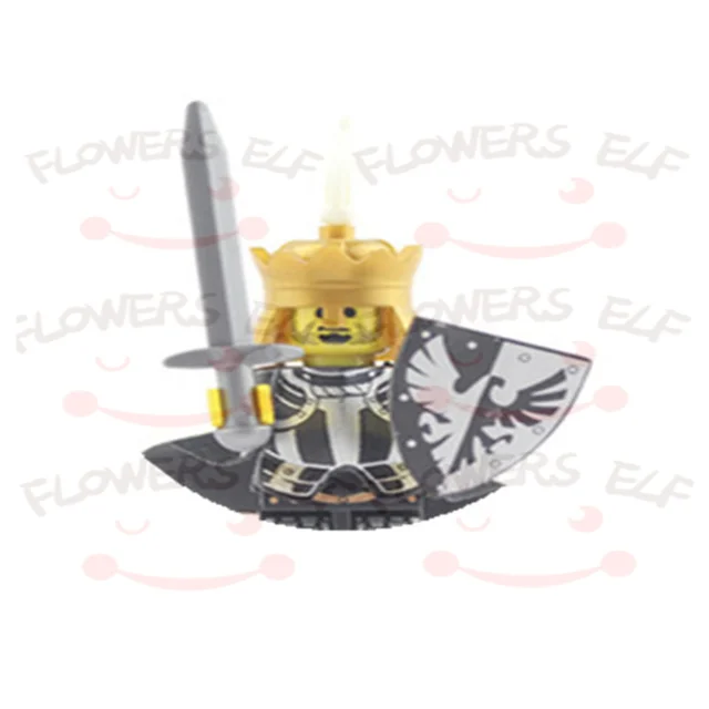 1PCS Blue Lion Red Green Dragon Knight Mini Two-person Villain Middle Age Assembling Building Blocks Children'sToy Medieval Knig 9808A