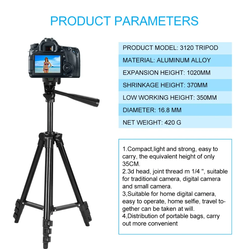 Профессиональный алюминиевый штатив-Трипод для камеры+ держатель для телефона+ нейлоновая сумка для переноски для смартфона iPhone X 8 samsung