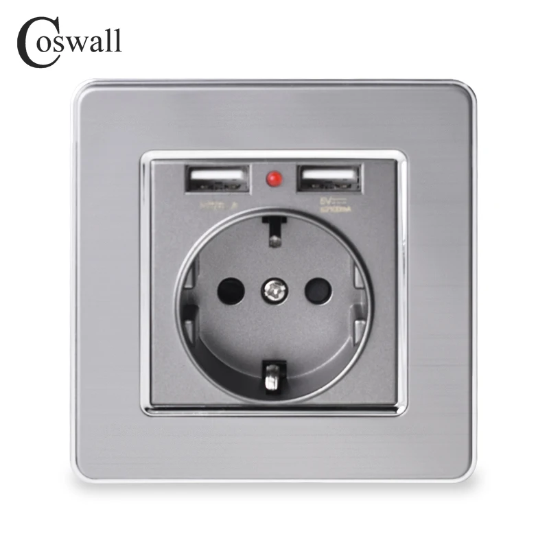 Coswall двойной usb порт для зарядки 5 в 2 1 а светодиодный индикатор 16А настенная