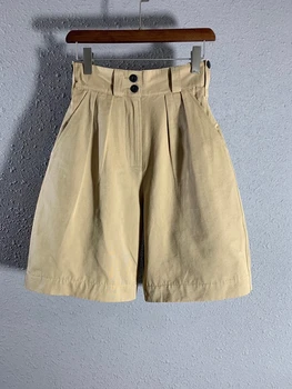 

2020 Spring and Summer New Women's Oblique Symmetrical Pocket a Word High Waist All-match Solid Color Shorts Casual 606