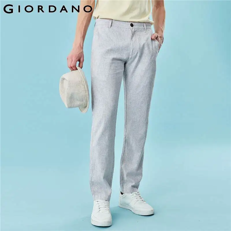 Giordano Men Pants Linen Cotton Thin 