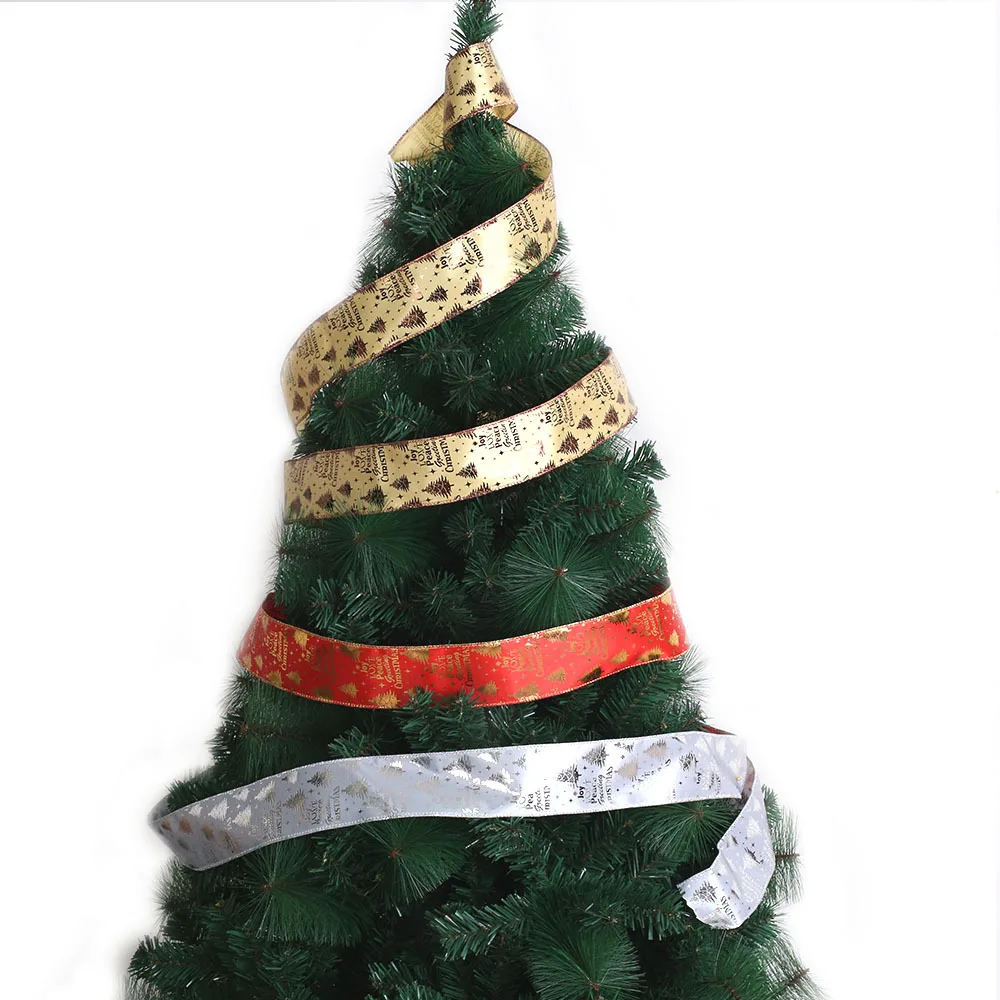 10 м Рождественская лента украшения рождественской елки ленты для поделок лента из органзы рождественские ленты для украшения