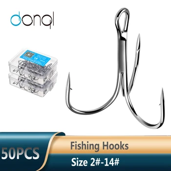 BIG DISCOUNT ❤️ DONQL 50pcs/ Box Triple Fishing Hooks Carbon Steel Barbed Fishhooks Set Treble Hooks Sea Fishing Tackle Accessories For Lures - discount item 30% OFF Sports & Entertainment
