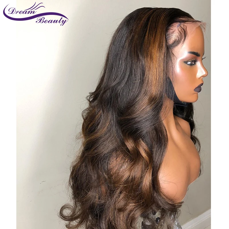 13x6 Deep part Lace front Wigs Glueless Lace Human Hair Wigs Ombre Color Wigs Brazilian Remy Body wave Wig Dream Beauty
