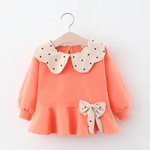 Детская одежда; весеннее детское платье в горошек с бантом