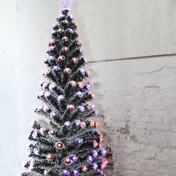 

New Year artificial Christmas tree fir pine and white beads led and fiber optic illumination and Star 120/150/180 210 cm