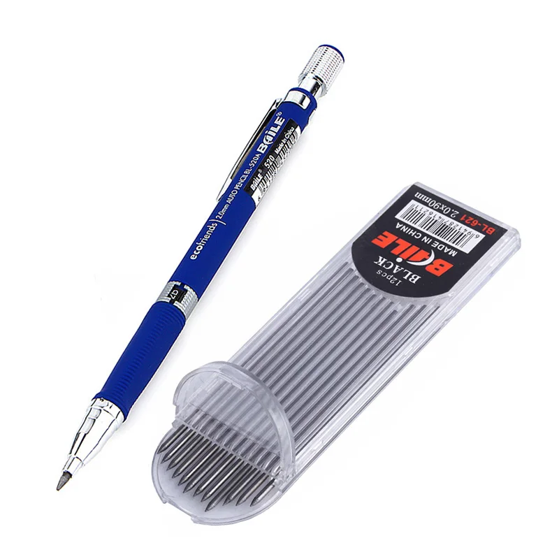 Juego de lápices mecánicos de 2,0mm 2B, lápices automáticos con 12 Uds. De plomo gris/colorido para dibujar, herramientas de escritura, papelería