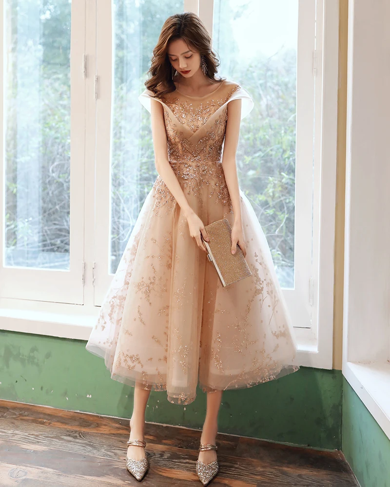 Champagne Long Evening Dresses 2020 