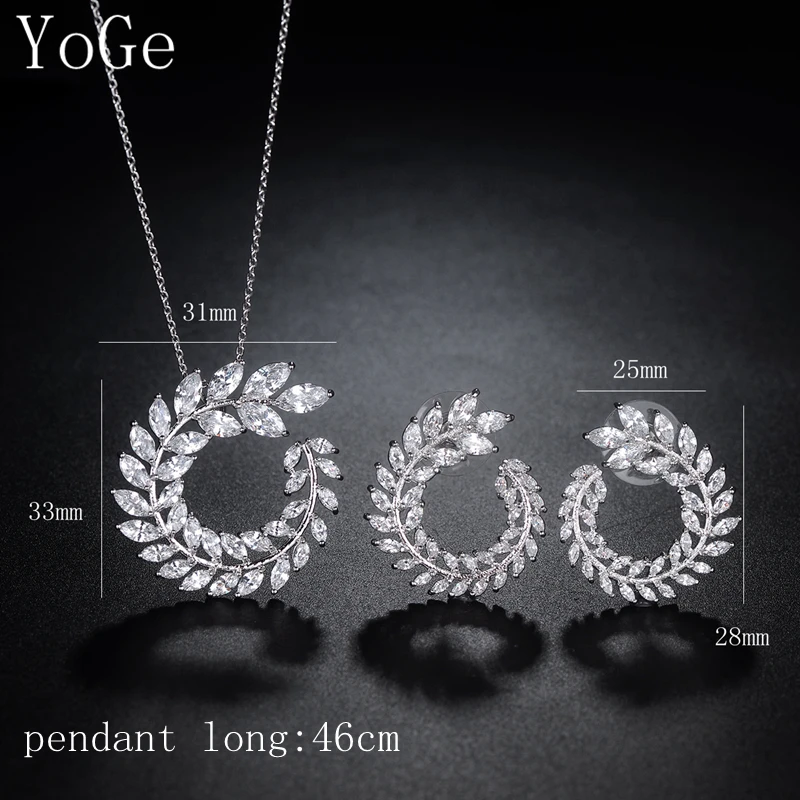 Ювелирные изделия YoGe S0216w Роскошные серьги гвоздики в форме ветки с фианитом