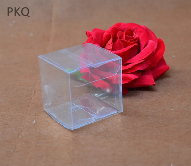 

10pcs Mini Clear Transparent Packaging Gift Box Small PVC Packing Jewelry Box Square Plastic Storage Box 3*3*3cm