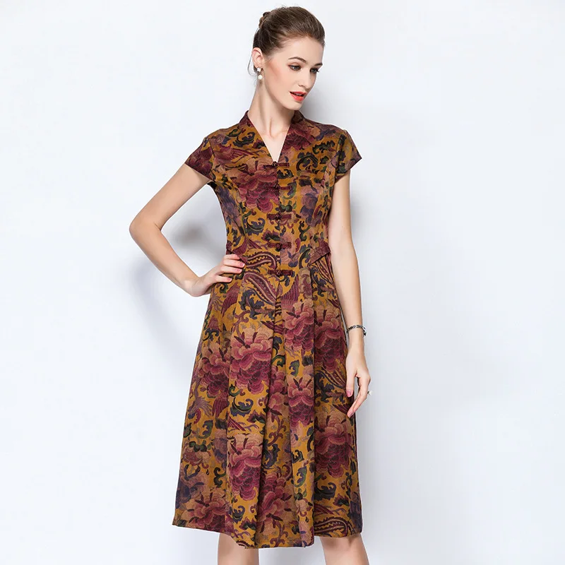 Rood Geel Retro Bloemen Zijden Jurken Vrouwen 2020 Zomer Merk Lange Casual Sexy Kantoor Werk Strand Boho Jurk Plus Size dropship Rood Geel Retro Bloemen Zijden Jurken Vrouwen 2020 Zomer Merk Lange Casual Sexy Kantoor Werk Strand Boho Jurk Plus Size dropship