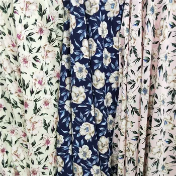 

Chinese-Style Floral Print Impervious Silk Hemp Fabric Home Dress Printed Shirt Wide Leg Pants Shorts Fabric