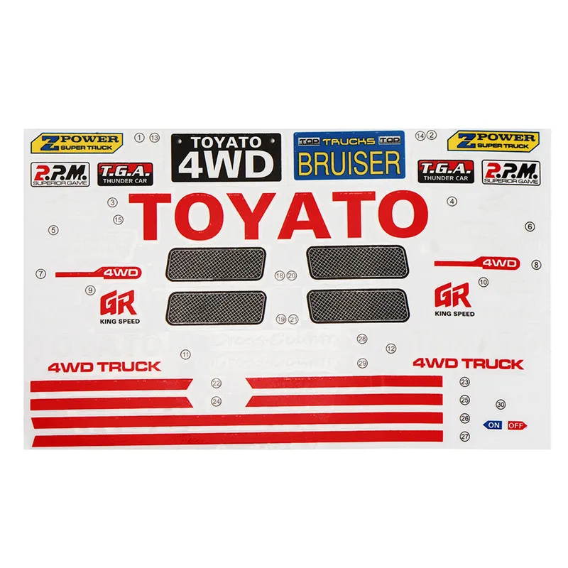 HG P407 1/10 RC модель автомобиля запасные части DIY наклейки лист для TOYATO кузов