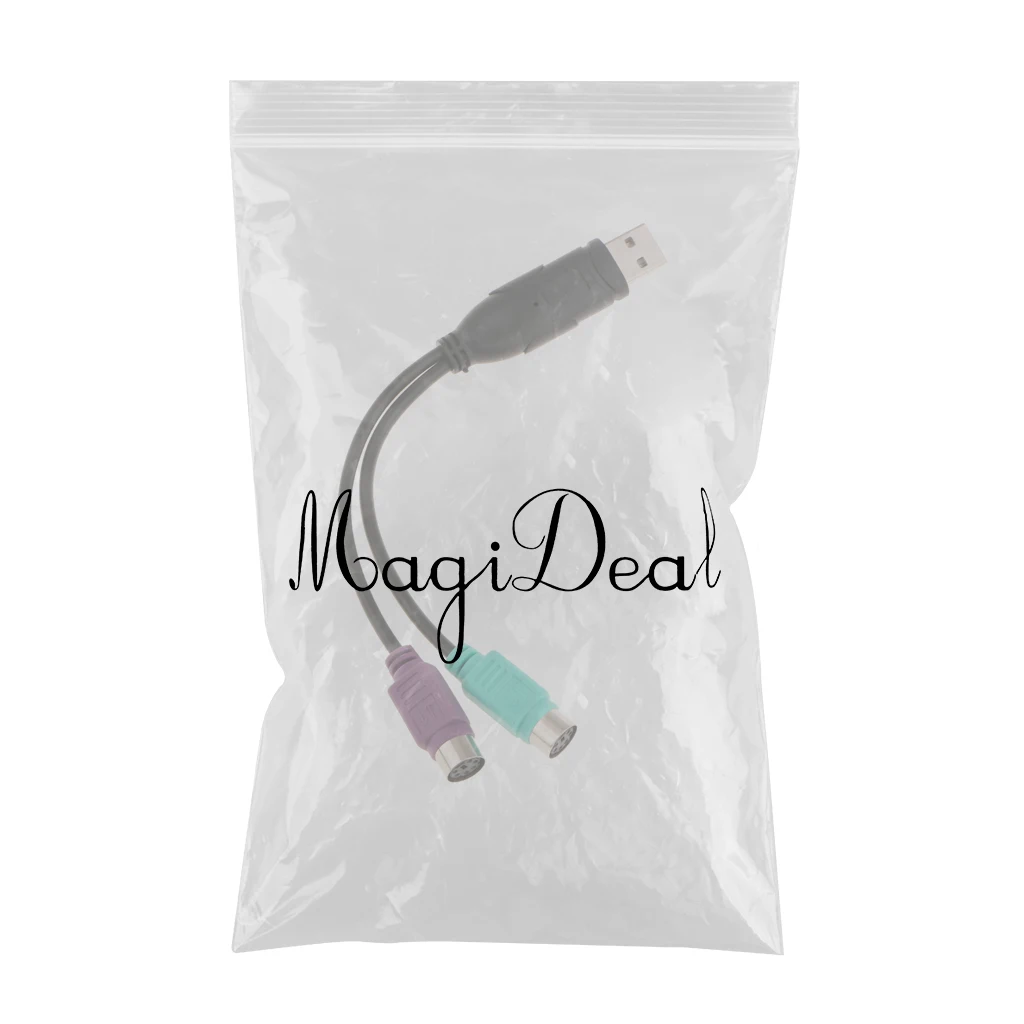 USB Male to 2x PS2 PS/2 Female Port Adapter Cable Cord for PC Mouse Keyboard