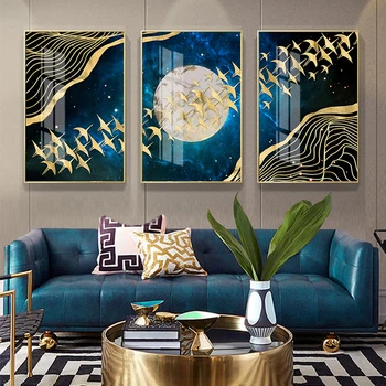 

3 pcs Abstract moon bird diamond mosaic diy Diamond Painting set Full Square round drill 5d diamond embroidery stickersZP-1432