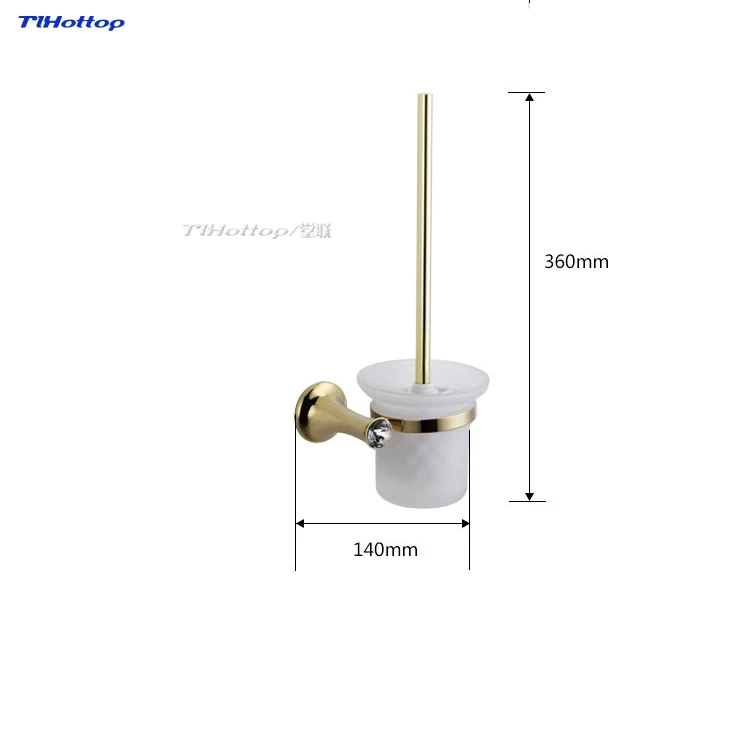 Golden 1pc Tlhottop держатель для туалетной щетки аксессуары для ванной комнаты WC щетка с длинной ручкой для унитаза цинковый сплав золотой YJ-8062 - Цвет: Golden 1pc