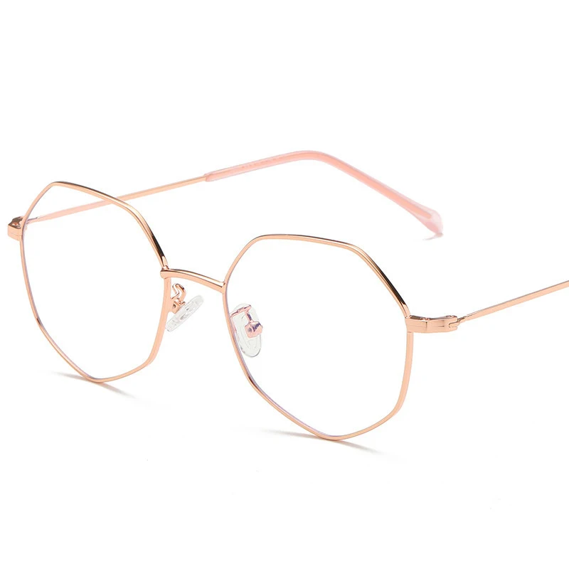 Rose gold Новые плоские зеркальные модные многогранные анти-Blu-ray стеклянные es открывающиеся и своевременные стеклянные рамки для мужчин и женщин - Цвет оправы: Rose gold