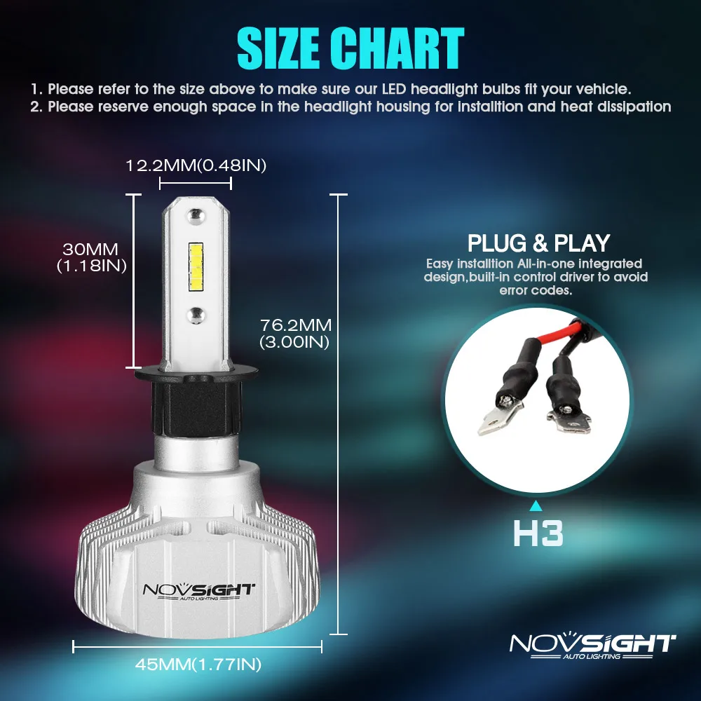 NOVSIGHT H7 светодиодные лампы H4 диодные лампы для авто H1 H8 H11 комплект фар 9005 HB3 9006 HB4 для Авто 12V Светодиодный светильник 50W 10000LM