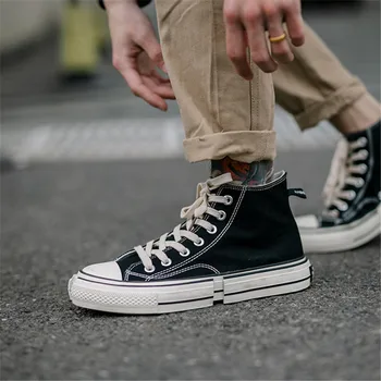 

Canvas shoes high to help the trend of spring and autumn new season men's shoes thick-soled student shoes men's casual wild