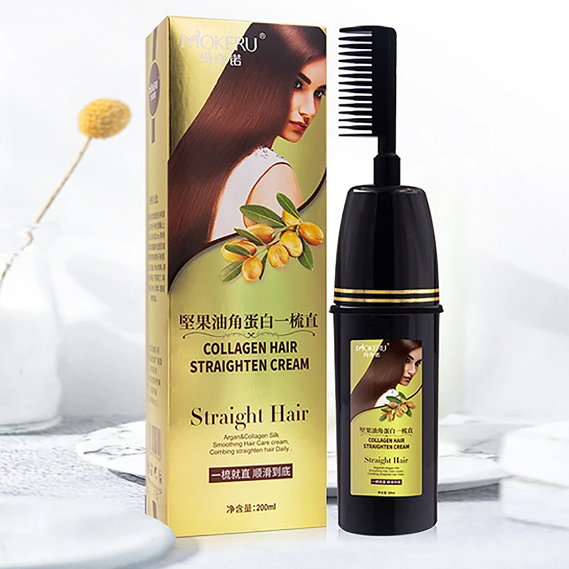 Mokeru 200ml Mudah Menggunakan Krim Pelurus Rambut Minyak Argan Halus Rambut Lurus Untuk Wanita Krim Pelemas Perawatan Rambut Relaxers Rambut Aliexpress