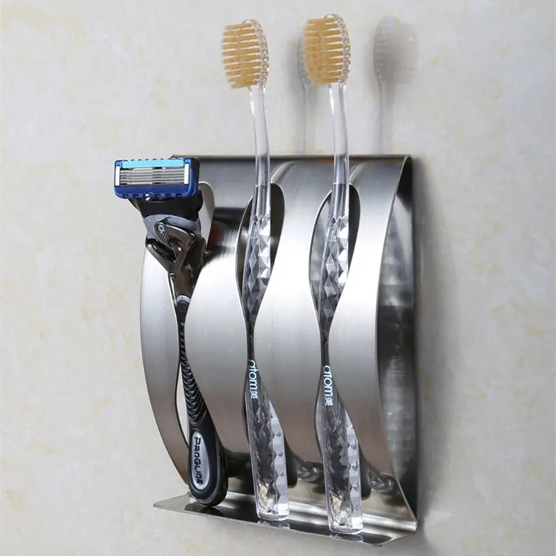 Настенный держатель для зубной щетки из нержавеющей стали|bathroom accessories|toothbrush