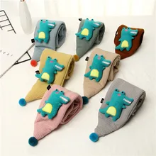 Теплый зимний шарф с рисунком крокодилового оленя, Детские шарфы, уплотненный хлопковый шейный платок для девочек, одежда с воротником для мальчиков, аксессуары