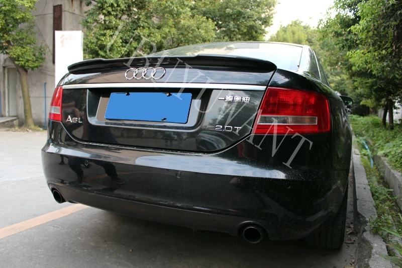 Для Audi A6 C6 2009 2010 2011 2012 углеродное волокно V стиль внешний задний спойлер багажника автомобиля хвост загрузки крыло украшения