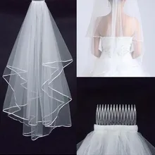 Самый дешевый комплект из двух Фата для невест настоящий сад Фата до плеч-Длина с расческой Высокое качество Белый свадебная фата для свадьбы