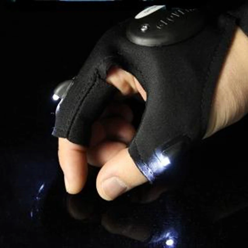 Outdoor Sports with Led Lights Portable Lighting Left and Right Gloves Night Fishing Accessories Exposed Three and a Half Finger