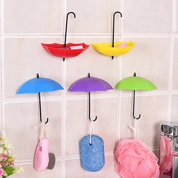 

3pcs/lot Umbrella Shaped Creative Key Hanger Rack Decorative Holder Wall Hook Kitchen Organizer Bathroom Accessory