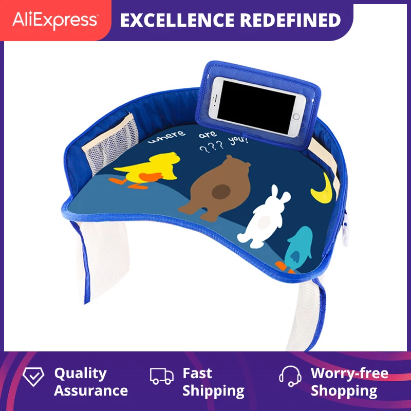 Placa de asiento de coche multifuncional para bebé, mesa de pintura para comer, impermeable, carrito para niños, accesorios de mesa de dibujos animados