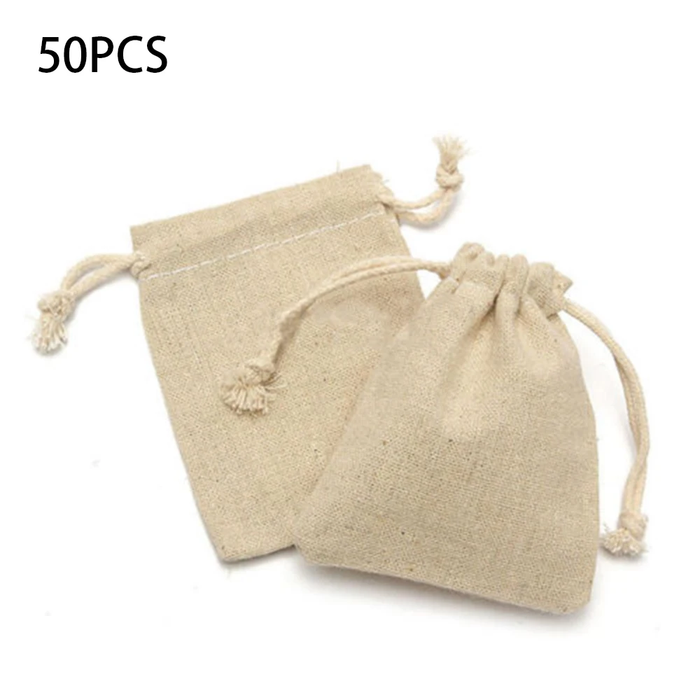 

50 шт. миниатюрные льняные джутовые подарочные пакеты на шнурке, сумочки для свадебной вечеринки, сумочки для подарков, 7*9 см