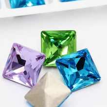 

Color Square Crystal Craft K9 Glass Rhinestone Jewelry Craft Pointback for Craft Glue on Clothing Garment Dress Beads Decoration