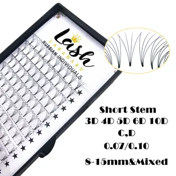 

LAKANAKU 16Rows Pre Made Lash Fans Short Stem Russian Volume Eyelashes Extension Premade Fans Lash Hot Selling Eyelash