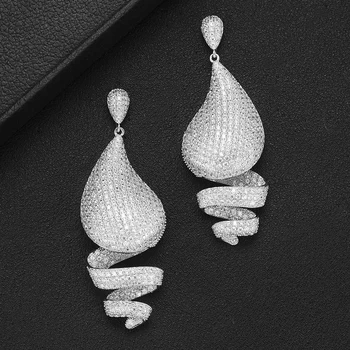 

SISCATHY Unique Design Elegant Womens Drop Earrings Cubic Zircon Statement Earrings Korean Dubai boucle d'oreille femme 2019