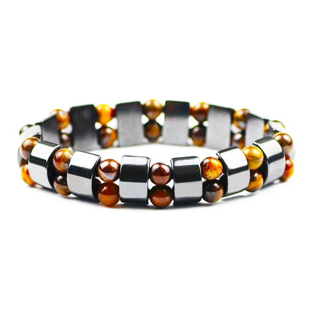 Tiger Eye & Hematite Charm Bracelets Men Double Hematite Tiger's Eye Bracelets for Women Natural Energy Stone Bracelet Jewelry 6
