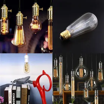 

LED Bulb Light Bulb Filament Spiral Vintage Edison Style Lamp Home 110V E27 Teardrops 40W ST64 Industry Antique Retro