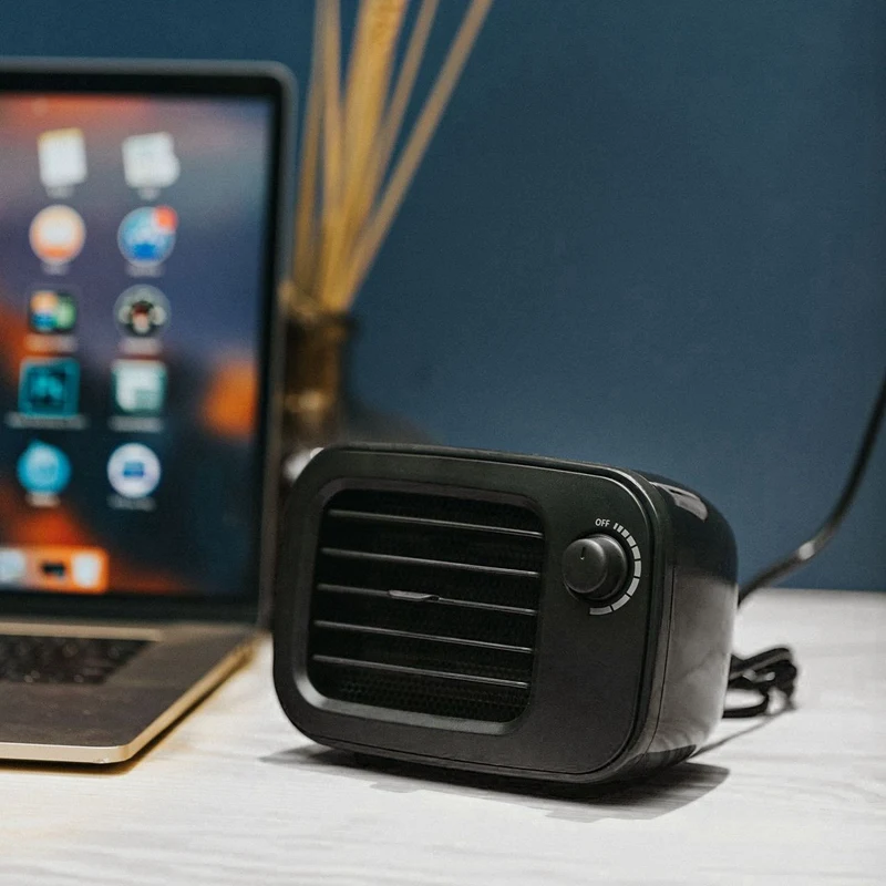 Portable Desktop Heater Fan Mini Heater Home Office Heater PTC Air Heater-EU Plug Black