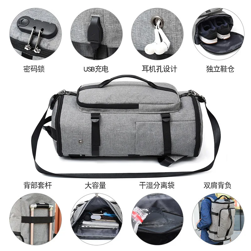 

Backpack Wet And Dry Separation Gym Bag Men Luggage Travel Bag Large Capacity Sports Hand Backpack