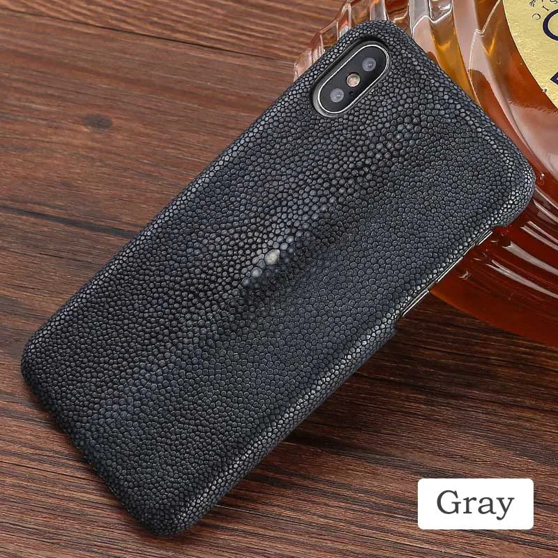 Gray Роскошные чехлы для телефонов iPhone 7 8 Plus X Xs Max чехол с настоящим жемчугом рыбьей кожи задняя крышка для 6 6s 6p 7p 8p чехол - Цвет: Gray