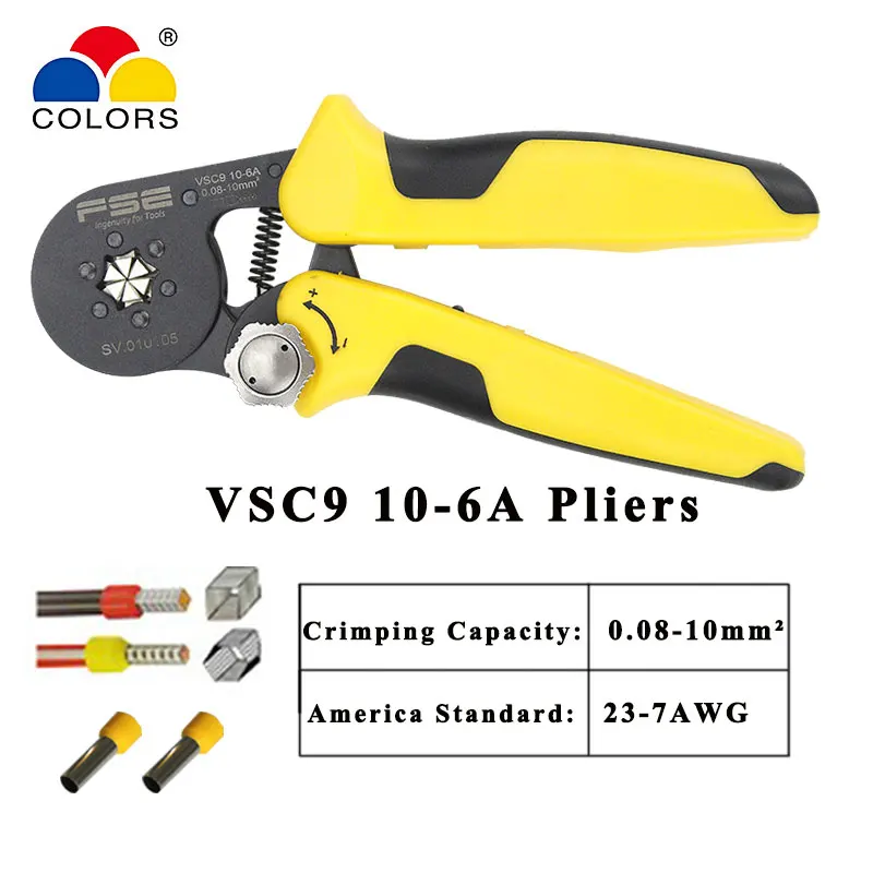 Обжимные плоскогубцы инструменты VSC9 10-6A 0,08-16mm2 23-7AWG для трубки тип иглы терминал ручные регулируемые инструменты