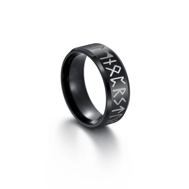 Vintage Norse Rune Stainless Steel Ring - Punk Style Amulet Jewelry