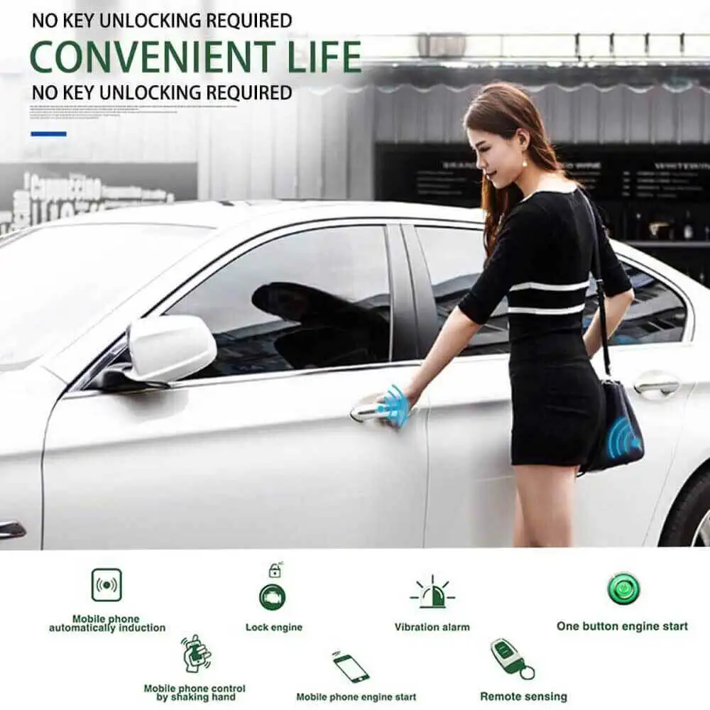  Smartphone Remote Start Keyless Entry PKE APP Car Alarm System Car Engine Central Lock The Remote C
