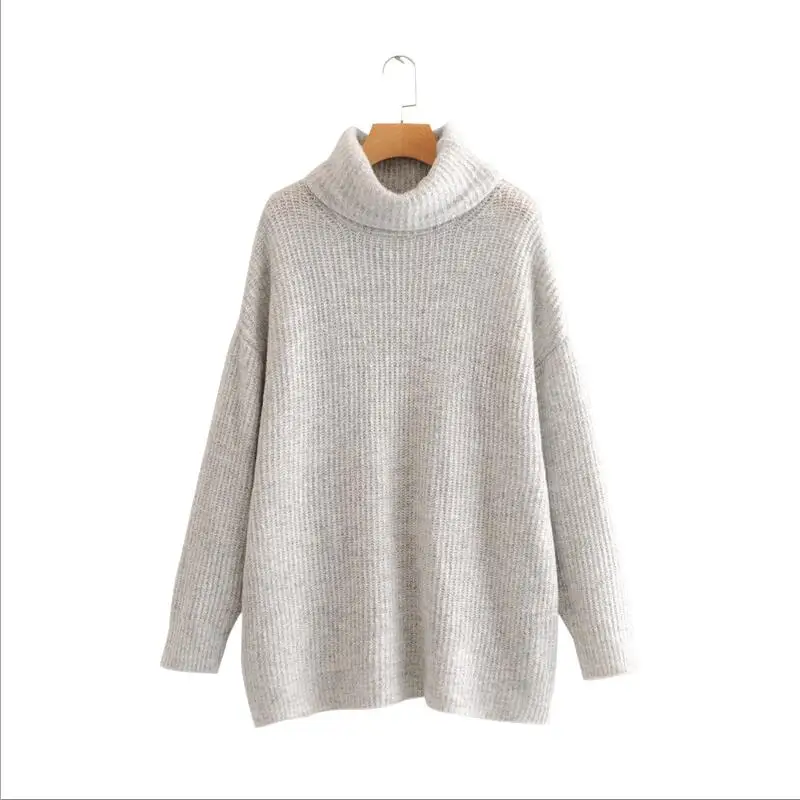 Light Gray Женские Джемперы, свитера с высоким воротом, большие размеры, Зимняя мода, длинный свитер, пальто с рукавом летучая мышь, Рождественский свитер - Цвет: Light Gray
