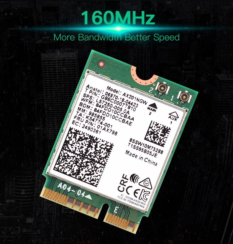2 4 Гбит/с двухдиапазонный Wi Fi 6 AX201 беспроводной адаптер Bluetooth 5 0 для Intel AX201NGW NGFF Key E
