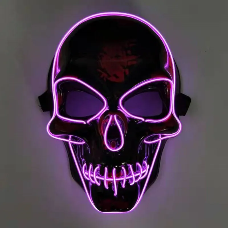 Очищающие маски, светодиодный EL Skull Mask, Вечерние Маски на Хэллоуин, неоновый светильник, светящиеся Вечерние Маски в темноте