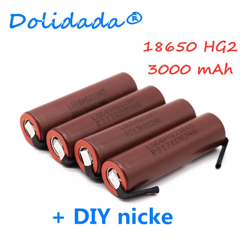 4 шт.,, gran capacidad, 18650, 3000 мА/ч, перезаряжаемый аккумулятор для LG HG2, 3000 мА/ч, зарядное устройство, gran corriente+ DIY nicke