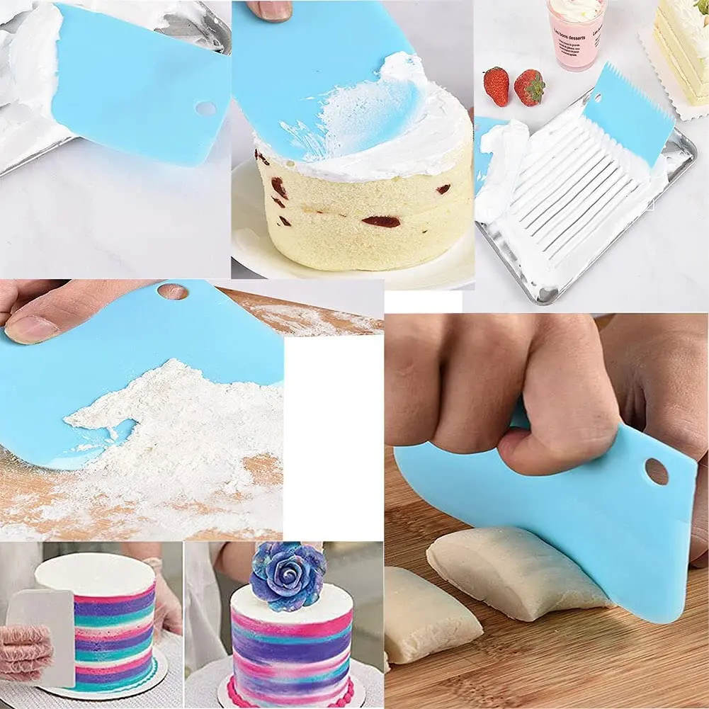 Unique Bargains Cake Cream Dough Edge Side Decorating Baking Tool Plastic Scraper White 3pcs