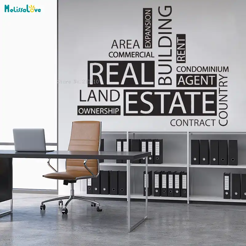 Wall Decal Vinyl Real Estate Agency Word Agent Realtor Office Quote