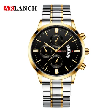 

Arlanch Watch Men Herren Uhren Stainless Steel Water Resistant Leather Strap Calendar Quartz Wristwatches Business Casual Luxury